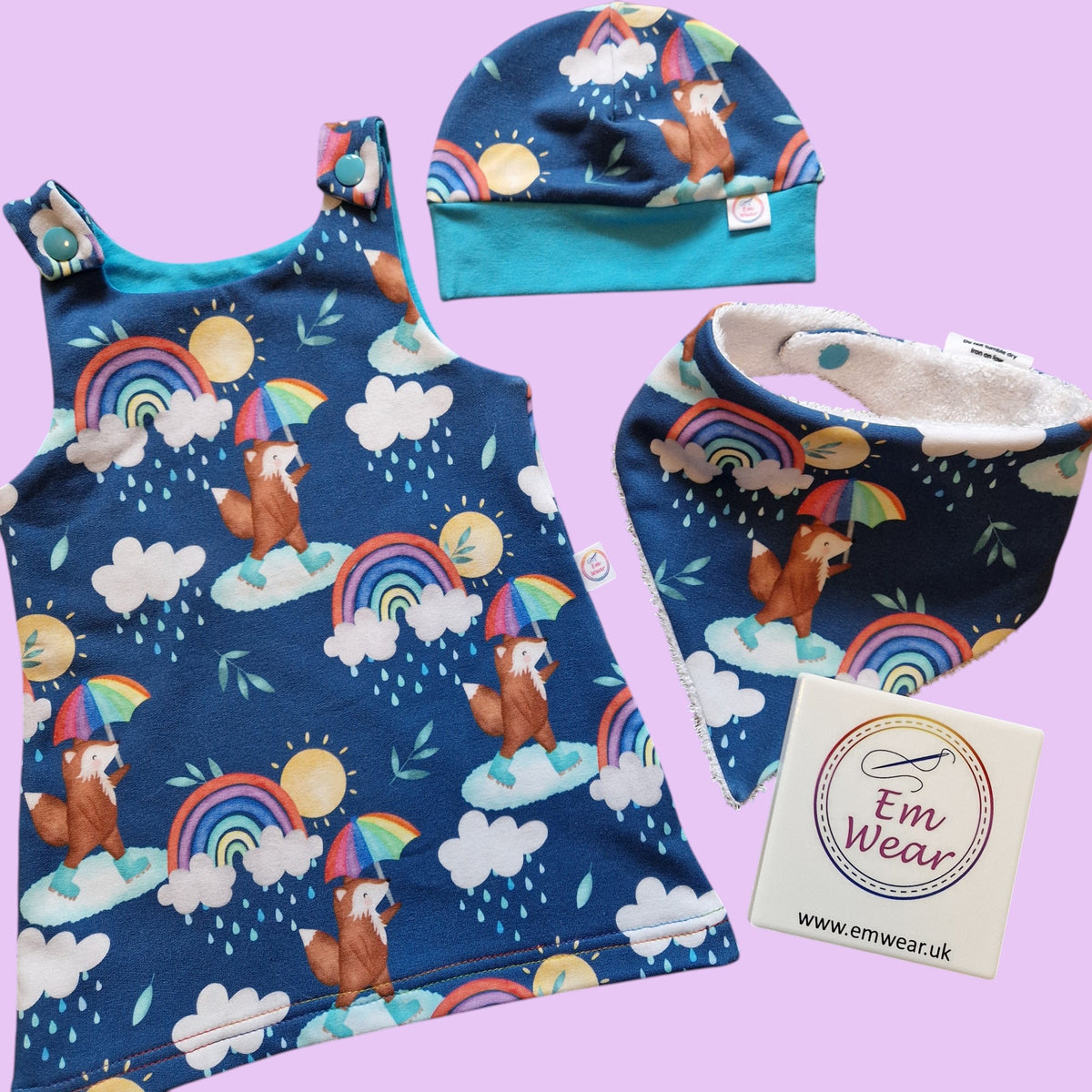 Rainy Day Foxes Dribble Bib