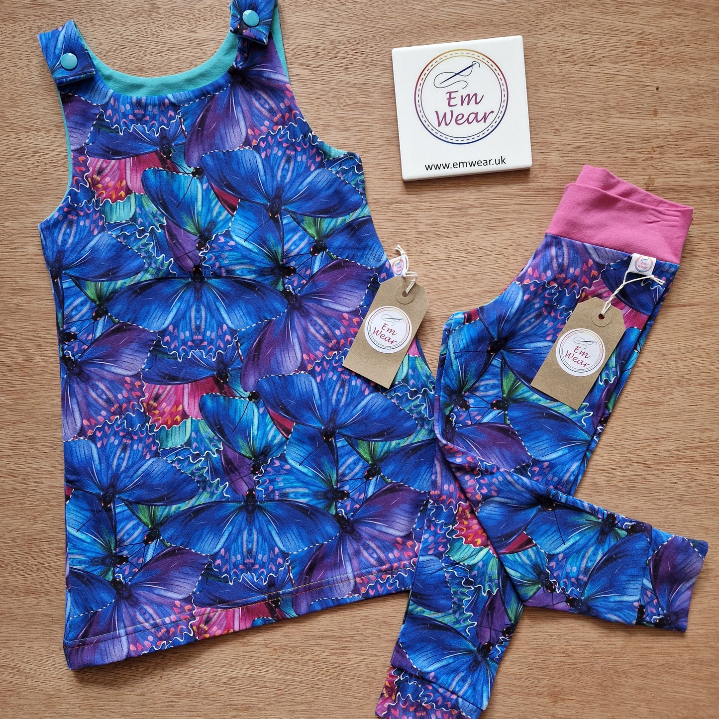 Butterfly Wings Pinafore Dress & Leggings Set