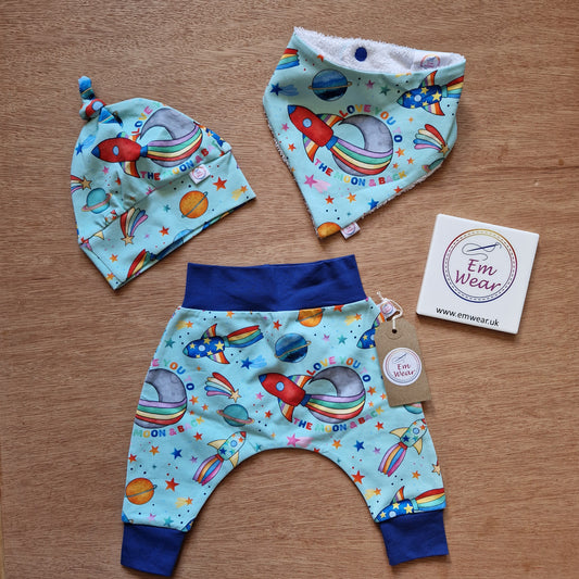 Sale Organic Harems, Hat & Bib Set - 50% Off