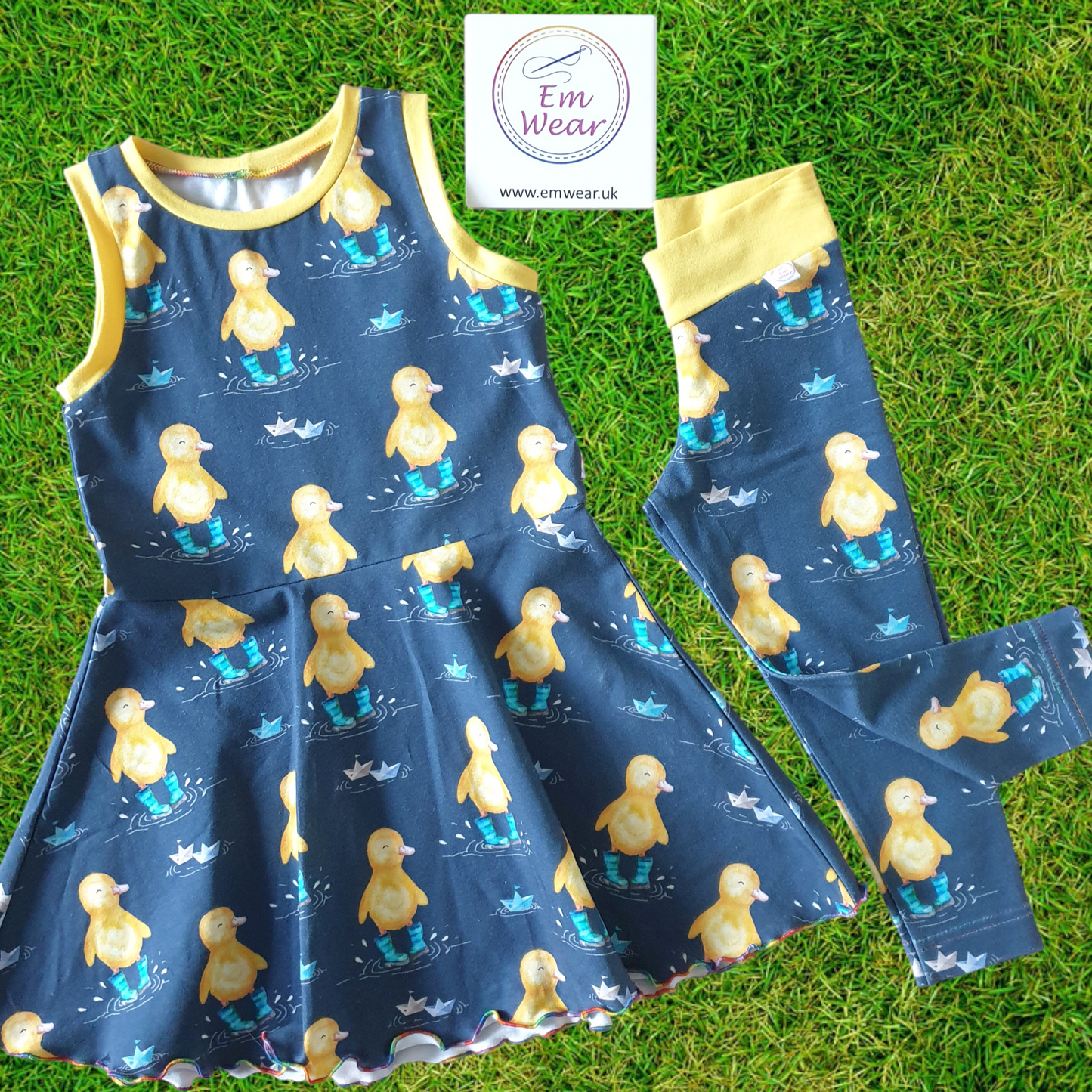 SECONDS - Ducks in Wellies Sleeveless Dress & Leggings Set Age 1 - 75% Off