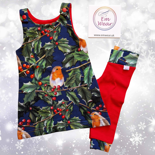 Exclusive Winter Robins Pinafore Dress & Leggings Set - Organic