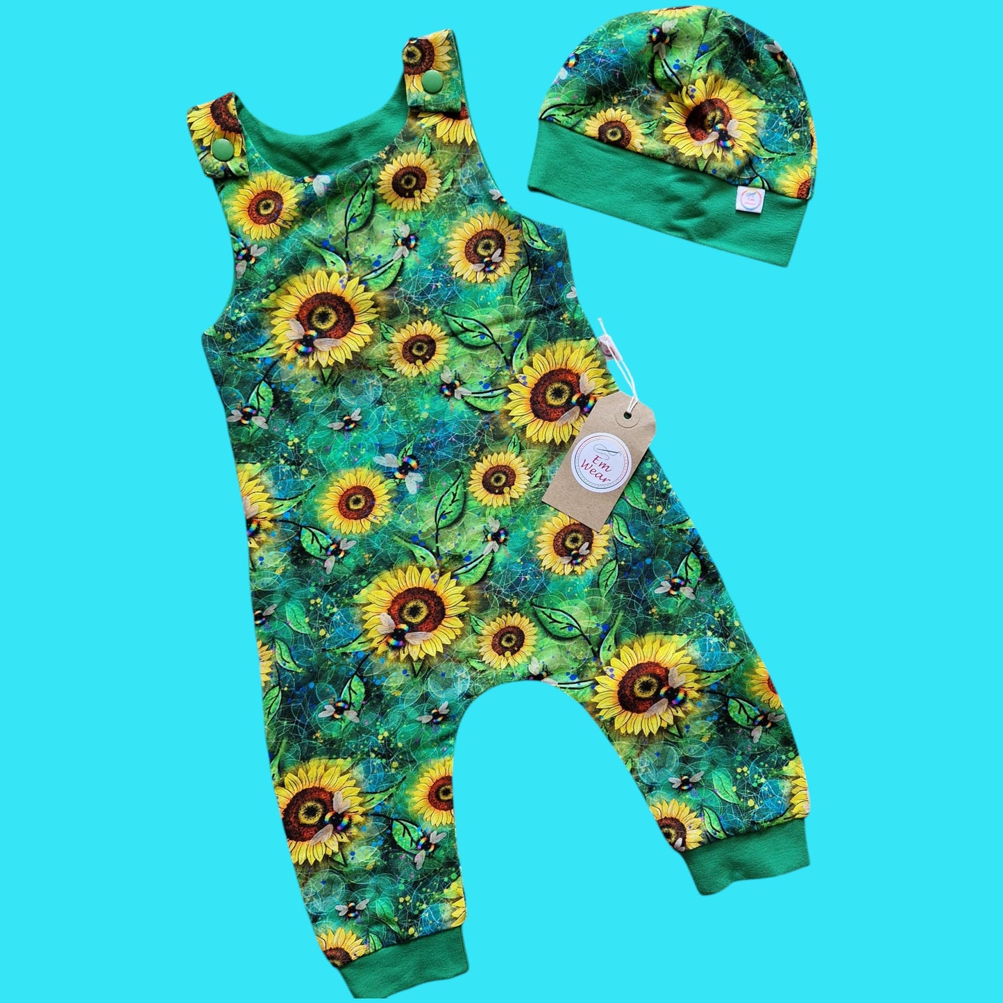 Sunflowers Romper & Hat Set