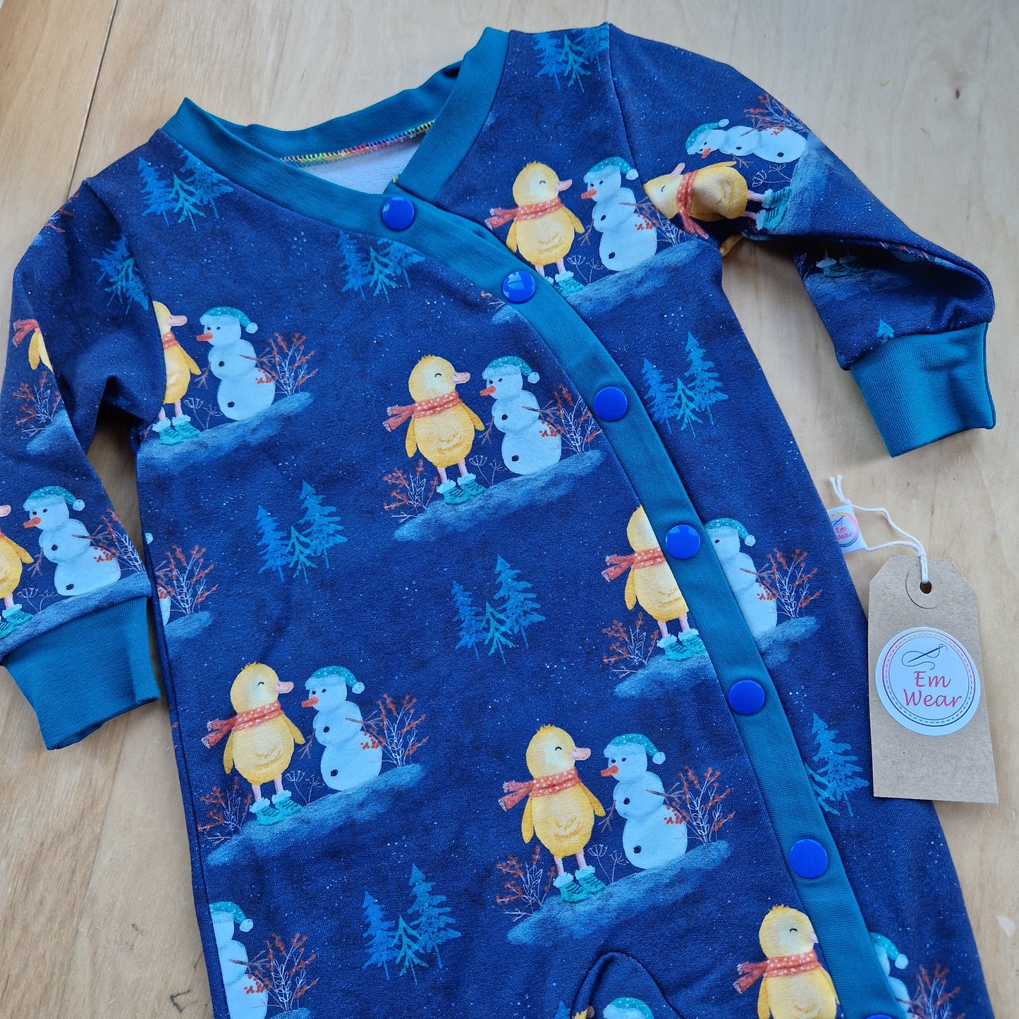Baby Duck and Snowman Popper Sleepsuit