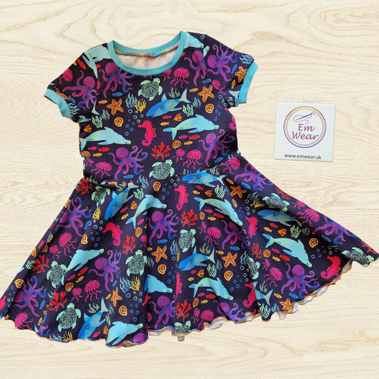Under the Sea Twirly Dress with Pockets