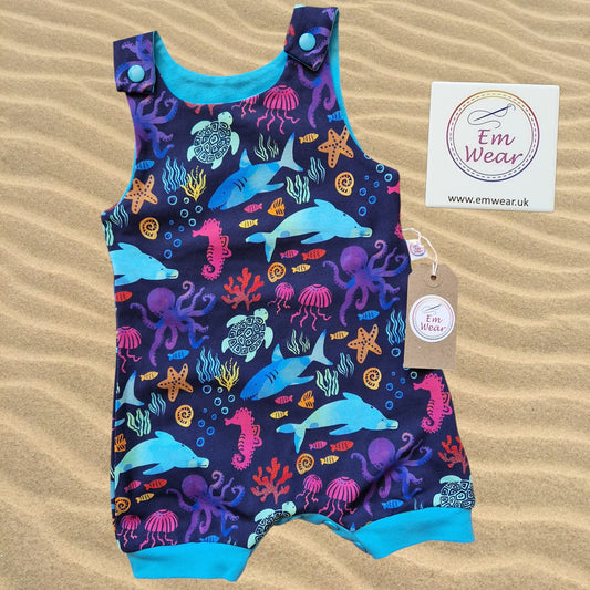 Under the Sea Snap Crotch Shortie Romper - ORGANIC