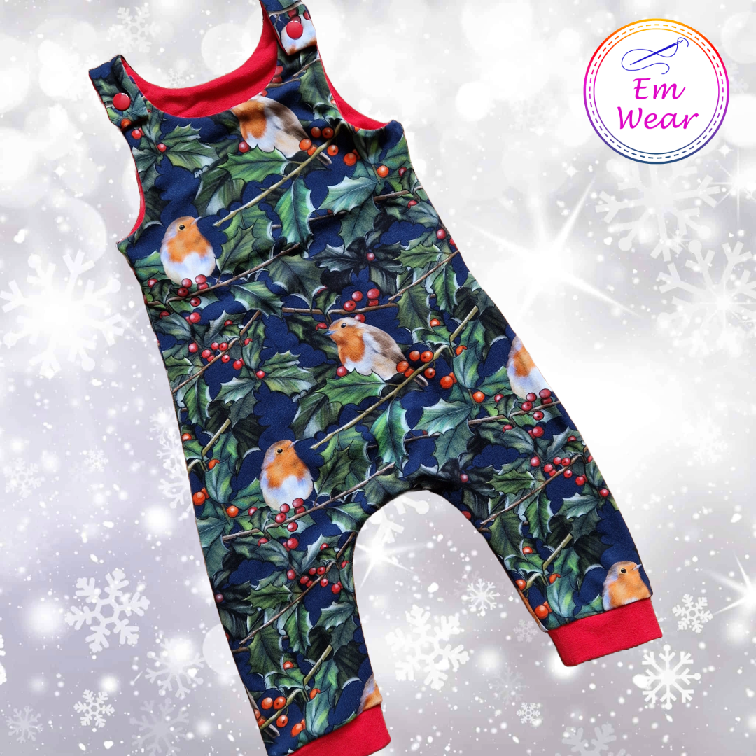 Christmas Baby and Child Romper with optional snap crotch